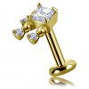 GOLD PLATED SQUARE PIERCING WITH DANGLING CRYSTALS