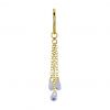 Golden earring and charm with chains and zirconia crystals